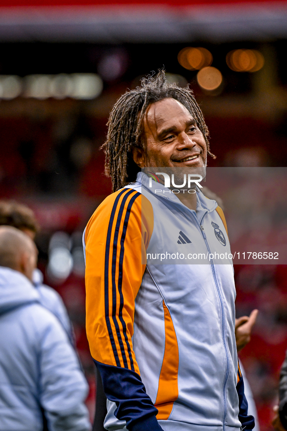 Real Madrid CF legend Christian Karembeu participates in the match between Ajax Legends and Real Madrid Legends at the Johan Cruijff ArenA f...