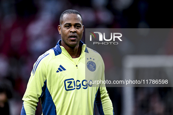 AFC Ajax Amsterdam legend Patrick Kluivert participates in the match between Ajax Legends and Real Madrid Legends at the Johan Cruijff ArenA...