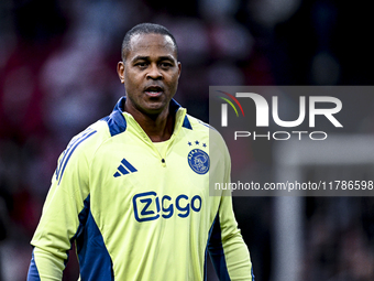 AFC Ajax Amsterdam legend Patrick Kluivert participates in the match between Ajax Legends and Real Madrid Legends at the Johan Cruijff ArenA...