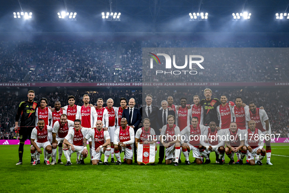 AFC Ajax Amsterdam legend goalkeeper Edwin van der Sar, legend player Sonny Silooy, legend player Frank de Boer, legend player Cristian Chiv...