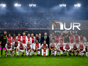 AFC Ajax Amsterdam legend goalkeeper Edwin van der Sar, legend player Sonny Silooy, legend player Frank de Boer, legend player Cristian Chiv...