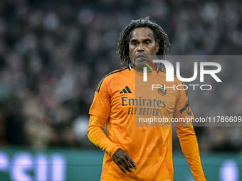 Real Madrid CF legend Christian Karembeu participates in the match between Ajax Legends and Real Madrid Legends at the Johan Cruijff ArenA f...