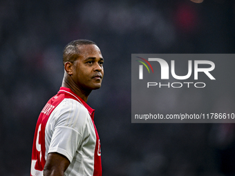 AFC Ajax Amsterdam legend Patrick Kluivert participates in the match between Ajax Legends and Real Madrid Legends at the Johan Cruijff ArenA...