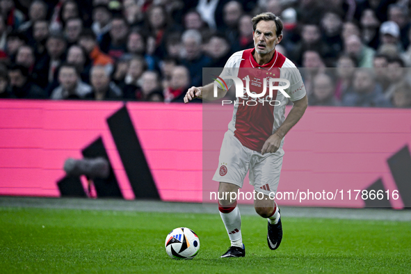 AFC Ajax Amsterdam legend Ronald de Boer participates in the match between Ajax Legends and Real Madrid Legends at the Johan Cruijff ArenA f...