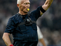 Referee Dick Jol officiates the match between Ajax Legends and Real Madrid Legends at the Johan Cruijff ArenA for the Dutch Eredivisie seaso...