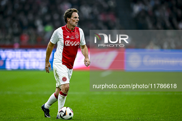 AFC Ajax Amsterdam legend Ronald de Boer participates in the match between Ajax Legends and Real Madrid Legends at the Johan Cruijff ArenA f...