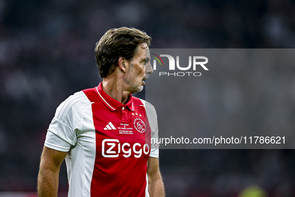 AFC Ajax Amsterdam legend Ronald de Boer participates in the match between Ajax Legends and Real Madrid Legends at the Johan Cruijff ArenA f...