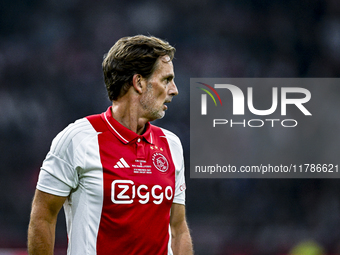 AFC Ajax Amsterdam legend Ronald de Boer participates in the match between Ajax Legends and Real Madrid Legends at the Johan Cruijff ArenA f...