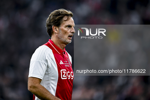 AFC Ajax Amsterdam legend Ronald de Boer participates in the match between Ajax Legends and Real Madrid Legends at the Johan Cruijff ArenA f...