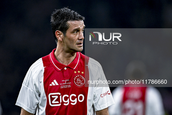 AFC Ajax Amsterdam legend Cristian Chivu participates in the match between Ajax Legends and Real Madrid Legends at the Johan Cruijff ArenA f...