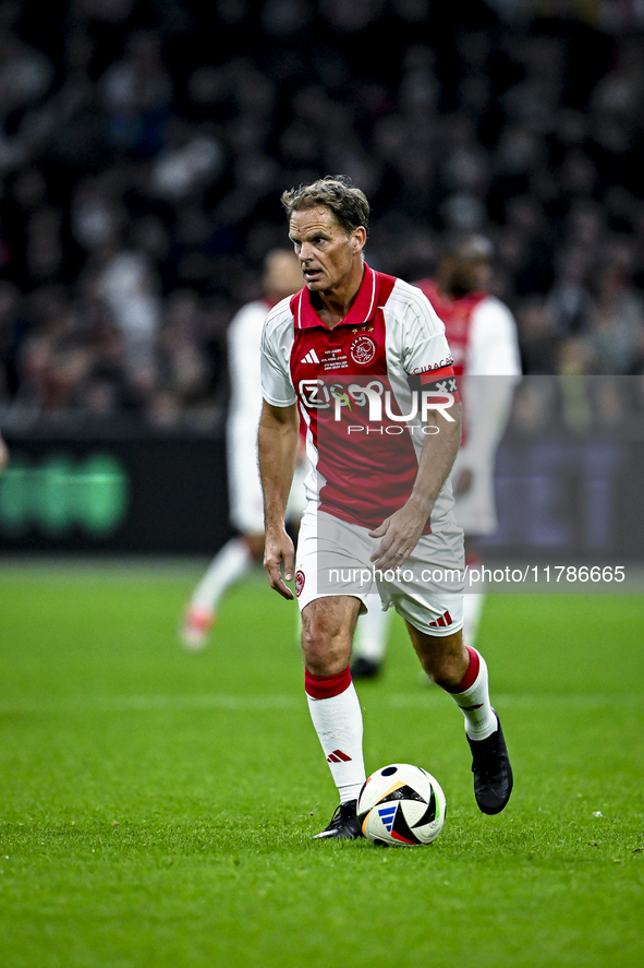 AFC Ajax Amsterdam legend Frank de Boer participates in the match between Ajax Legends and Real Madrid Legends at the Johan Cruijff ArenA fo...