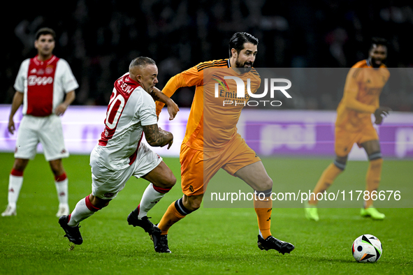 AFC Ajax Amsterdam legend Demy de Zeeuw and Real Madrid CF legend Ruben de la Red participate in the match between Ajax Legends and Real Mad...