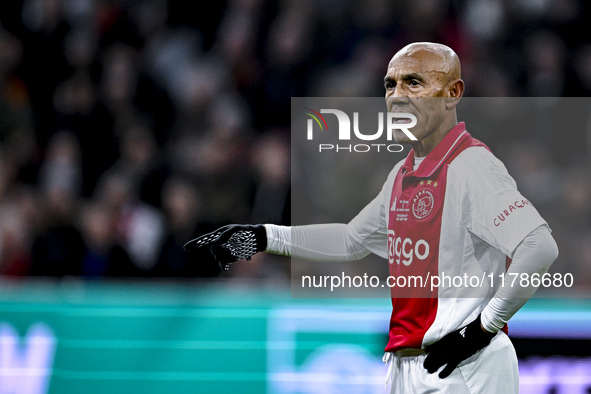 AFC Ajax Amsterdam legend Simon Tahamata participates in the match between Ajax Legends and Real Madrid Legends at the Johan Cruijff ArenA f...