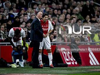 AFC Ajax Amsterdam legend trainer Louis van Gaal and AFC Ajax Amsterdam legend player Jari Litmanen participate in the match between Ajax Le...