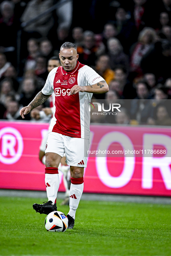 AFC Ajax Amsterdam legend Demy de Zeeuw plays during the match between Ajax Legends and Real Madrid Legends at the Johan Cruijff ArenA in Am...