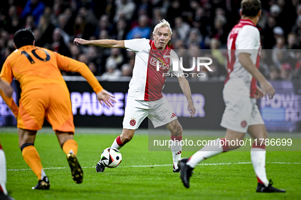 AFC Ajax Amsterdam legend player Dick Schoenaker participates in the match between Ajax Legends and Real Madrid Legends at the Johan Cruijff...