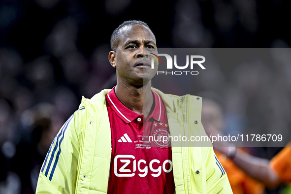 AFC Ajax Amsterdam legend Patrick Kluivert participates in the match between Ajax Legends and Real Madrid Legends at the Johan Cruijff ArenA...