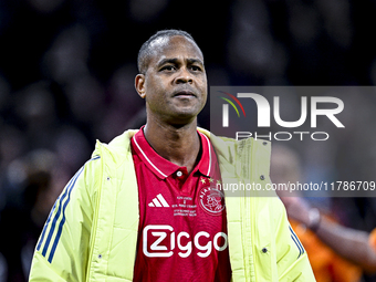 AFC Ajax Amsterdam legend Patrick Kluivert participates in the match between Ajax Legends and Real Madrid Legends at the Johan Cruijff ArenA...