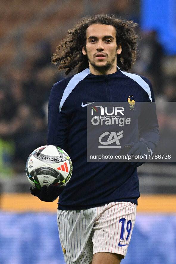 Matteo Guendouzi (FRA) participates in the UEFA National League Matchday 6 match between Italy and France at the San Siro Stadium in Milan,...