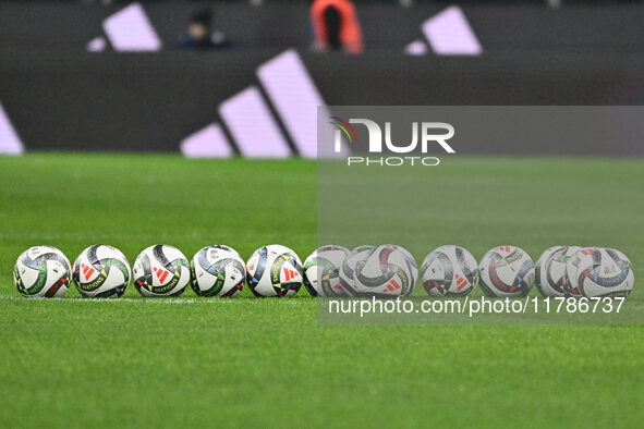 Official balls are present during the UEFA National League Matchday 6 match between Italy and France at the San Siro Stadium in Milan, Italy...