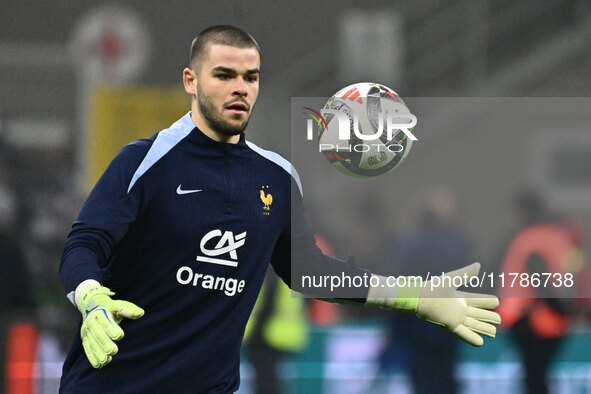 Lucas Chevalier (FRA) participates in the UEFA National League Matchday 6 match between Italy and France at the San Siro Stadium in Milan, I...