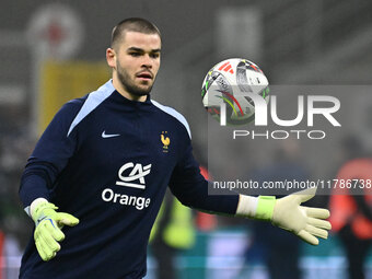 Lucas Chevalier (FRA) participates in the UEFA National League Matchday 6 match between Italy and France at the San Siro Stadium in Milan, I...