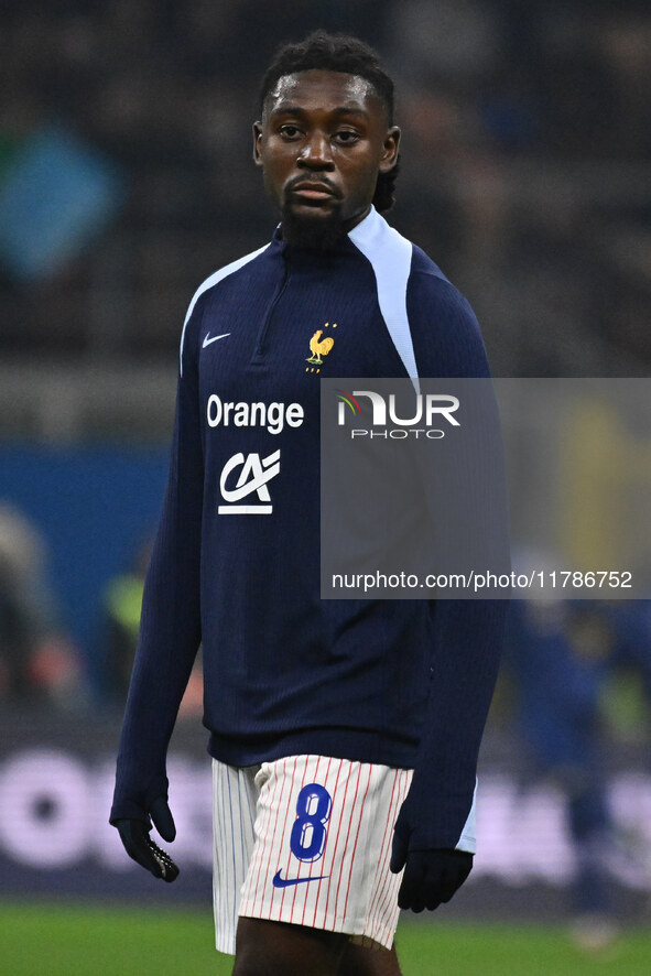 Manu Kone (FRA) participates in the UEFA Nations League Matchday 6 match between Italy and France at the San Siro Stadium in Milan, Italy, o...