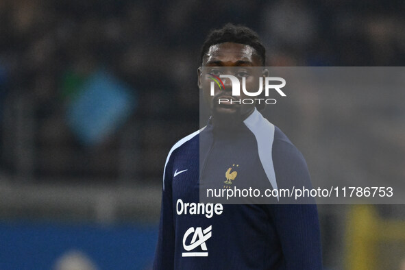 Manu Kone (FRA) participates in the UEFA Nations League Matchday 6 match between Italy and France at the San Siro Stadium in Milan, Italy, o...