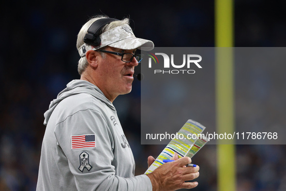 DETROIT,MICHIGAN-November 17: Jacksonville Jaguars head coach Doug Pederson looks on during the first half of an NFL football game between t...