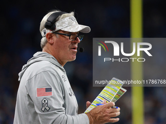 DETROIT,MICHIGAN-November 17: Jacksonville Jaguars head coach Doug Pederson looks on during the first half of an NFL football game between t...