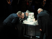 Blowing out candles on a cake during the Gala of the 35th Anniversary of the Scouting Association of the Republic of Poland (ZHR) at the Kra...