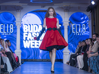 A model presents a creation by French designer Eli.B during Budapest Fashion Week in Budapest, Hungary, on November 15, 2024, at Hall of Cit...