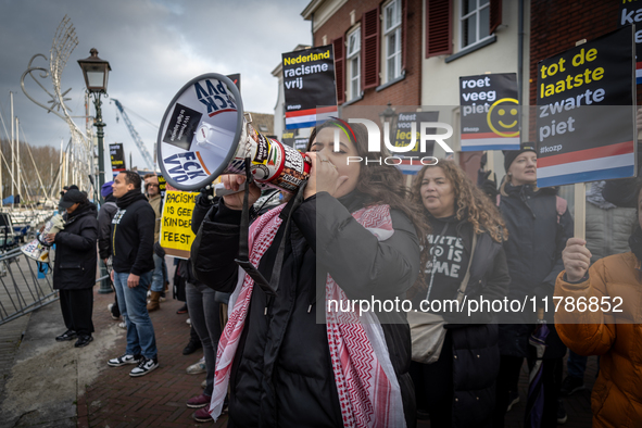 Kozp in Middelharnis protests against blackfacing during Sinterklaas. The action group ''Kick Out Zwarte Piet'' (Black Pete) stages a protes...