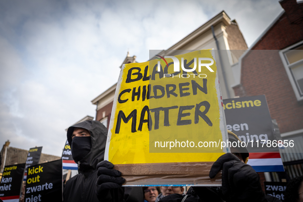 Kozp in Middelharnis protests against blackfacing during Sinterklaas. The action group ''Kick Out Zwarte Piet'' (Black Pete) stages a protes...