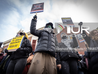 Kozp in Middelharnis protests against blackfacing during Sinterklaas. The action group ''Kick Out Zwarte Piet'' (Black Pete) stages a protes...