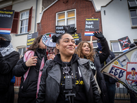 Kozp in Middelharnis protests against blackfacing during Sinterklaas. The action group ''Kick Out Zwarte Piet'' (Black Pete) stages a protes...