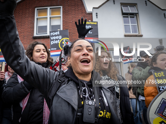 Kozp in Middelharnis protests against blackfacing during Sinterklaas. The action group ''Kick Out Zwarte Piet'' (Black Pete) stages a protes...