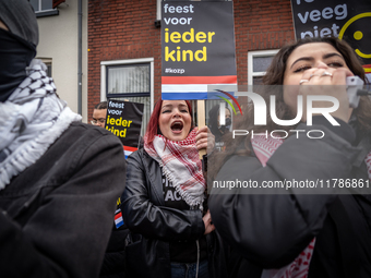 Kozp in Middelharnis protests against blackfacing during Sinterklaas. The action group ''Kick Out Zwarte Piet'' (Black Pete) stages a protes...