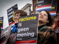 Kozp in Middelharnis protests against blackfacing during Sinterklaas. The action group ''Kick Out Zwarte Piet'' (Black Pete) stages a protes...