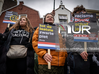 Kozp in Middelharnis protests against blackfacing during Sinterklaas. The action group ''Kick Out Zwarte Piet'' (Black Pete) stages a protes...