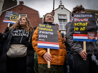 Kozp in Middelharnis protests against blackfacing during Sinterklaas. The action group ''Kick Out Zwarte Piet'' (Black Pete) stages a protes...