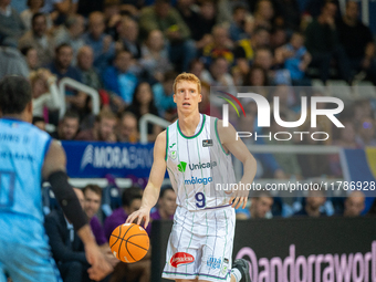 Alberto Diaz of UCAM Murcia is in action during the Liga Endesa 2024-2025 match between Morabanc Andorra and UCAM Murcia at Poliesportiu d'A...