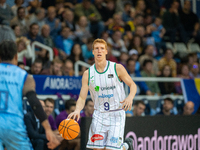 Alberto Diaz of UCAM Murcia is in action during the Liga Endesa 2024-2025 match between Morabanc Andorra and UCAM Murcia at Poliesportiu d'A...