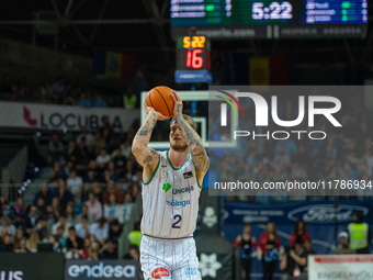 Olek Balcerowski of UCAM Murcia plays during the Liga Endesa 2024-2025 match between Morabanc Andorra and UCAM Murcia at Poliesportiu d'Ando...