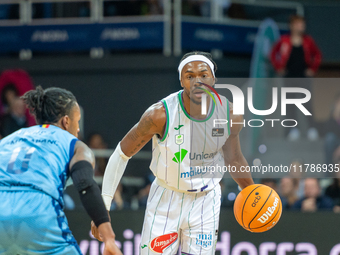 Kendrick Perry of UCAM Murcia is in action during the Liga Endesa 2024-2025 match between Morabanc Andorra and UCAM Murcia at Poliesportiu d...