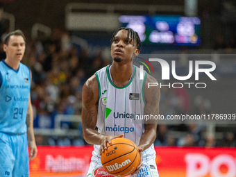 Tyson Carter of UCAM Murcia is in action during the Liga Endesa 2024-2025 match between Morabanc Andorra and UCAM Murcia at Poliesportiu d'A...