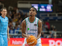 Tyson Carter of UCAM Murcia is in action during the Liga Endesa 2024-2025 match between Morabanc Andorra and UCAM Murcia at Poliesportiu d'A...