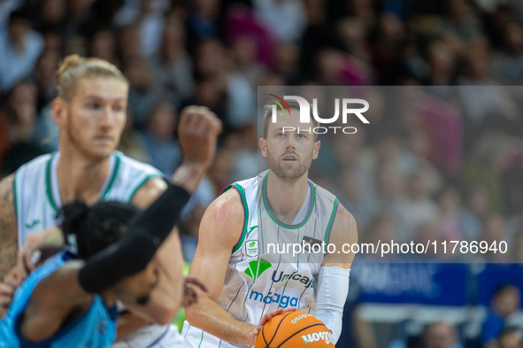 David Kravish of UCAM Murcia is in action during the Liga Endesa 2024-2025 match between Morabanc Andorra and UCAM Murcia at Poliesportiu d'...