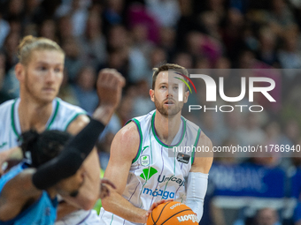 David Kravish of UCAM Murcia is in action during the Liga Endesa 2024-2025 match between Morabanc Andorra and UCAM Murcia at Poliesportiu d'...