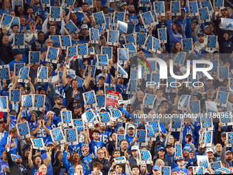 DETROIT,MICHIGAN-NOVEMBER17:  Fans hold third down signs in the stands during a game between the Detroit Lions and the Jacksonville Jaguars...